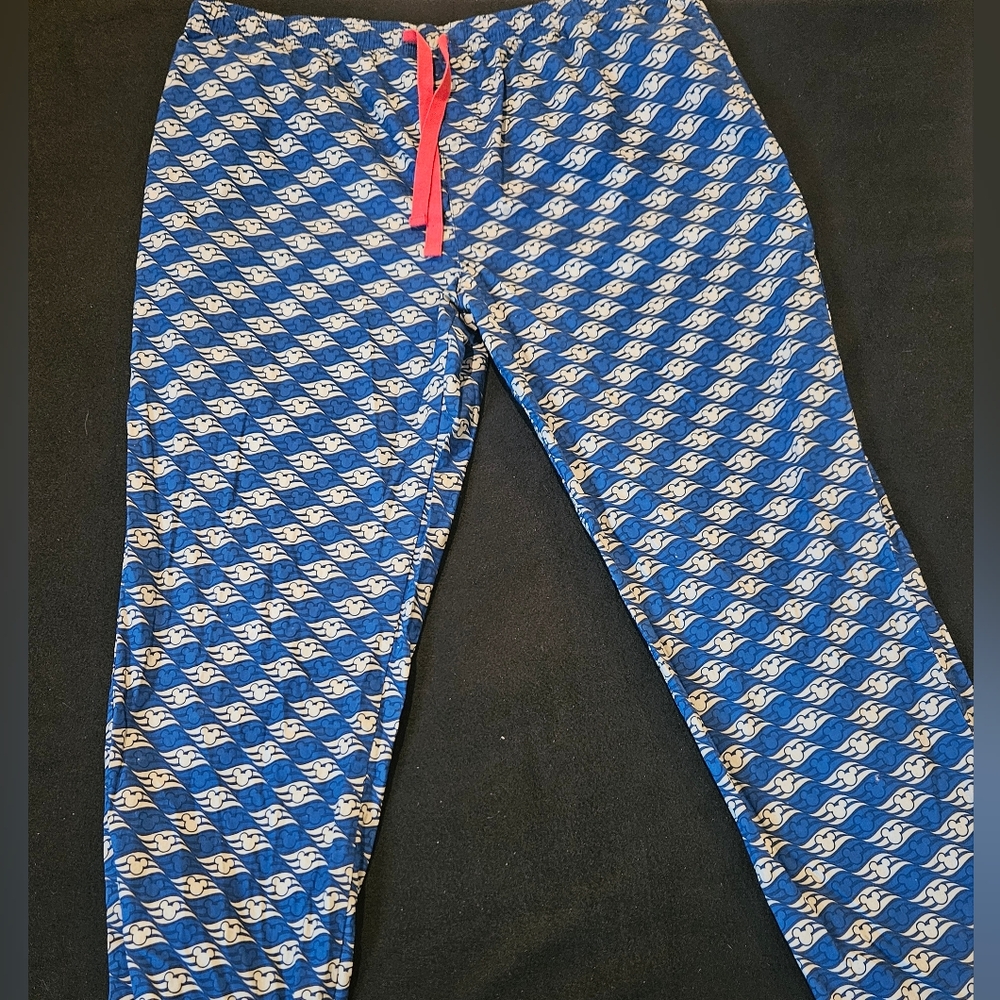 Disney Cruise Line Adult Pajama Pants Blue Mickey 100% Cotton Pockets‎ Sz XXL